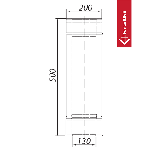 ADAM Gas Flue Pipe 130/200mm - 500mm