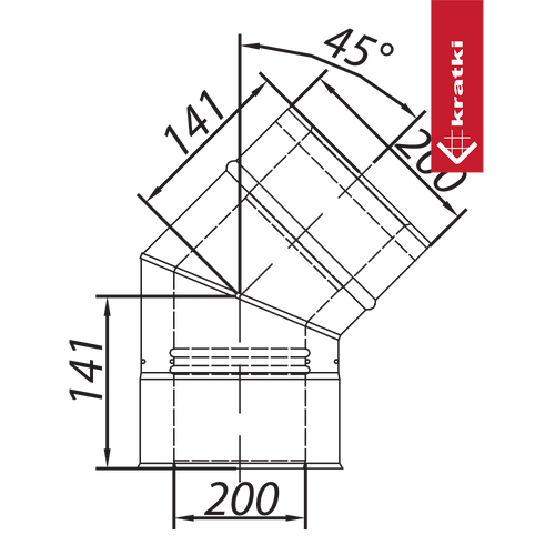 ADAM GAS Ø130/200mm 45° Concentric Flue Elbow