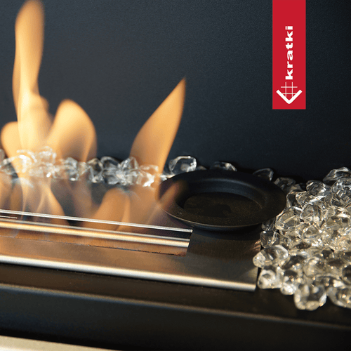 DELTA SLIM Wall Mounted Bioethanol Fireplace with Glass – Black