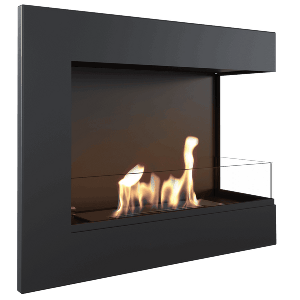 Delta L-Shape Wall Mounted Bioethanol Fireplace – Right Sided