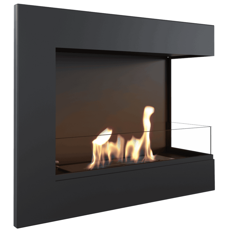Delta L-Shape Wall Mounted Bioethanol Fireplace – Right Sided