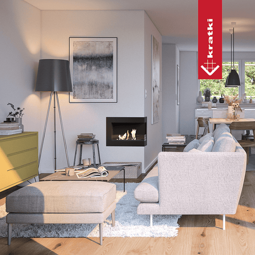 Delta L-Shape Wall Mounted Bioethanol Fireplace – Right Sided