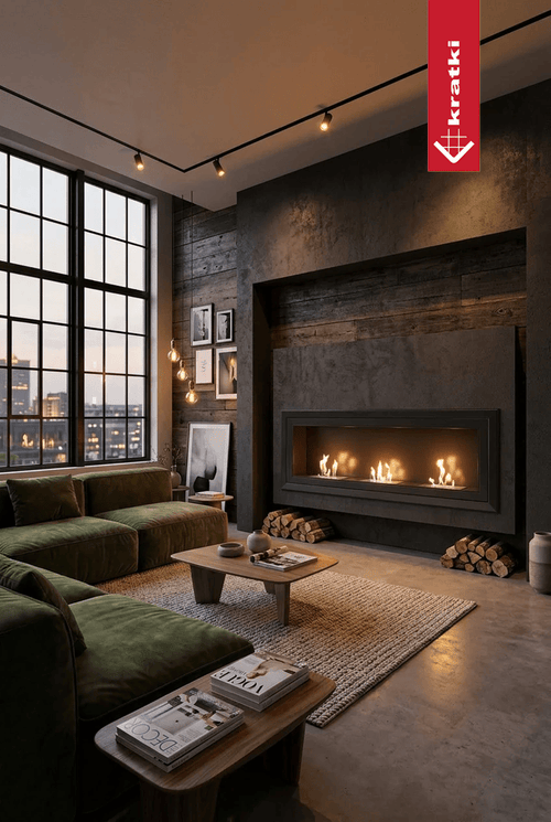 JULIET 1800 Black Wall Mounted Bioethanol Fireplace