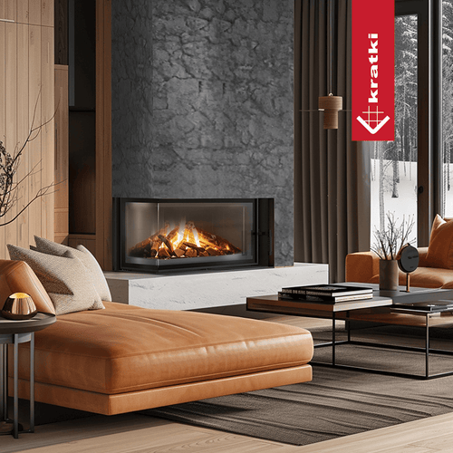 Floki L-Shape Left Sided Wood Burning Fireplace Insert – 12kW