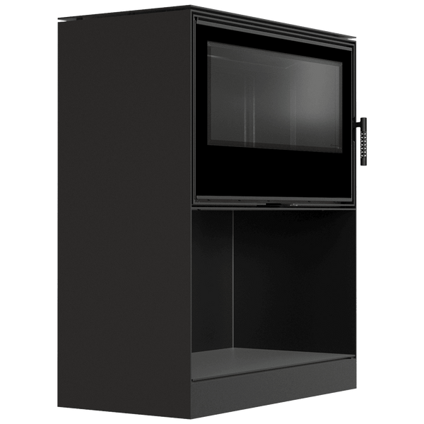 Kari 95 Wood Burning Steel Stove – 14kW - Built In Log Storage