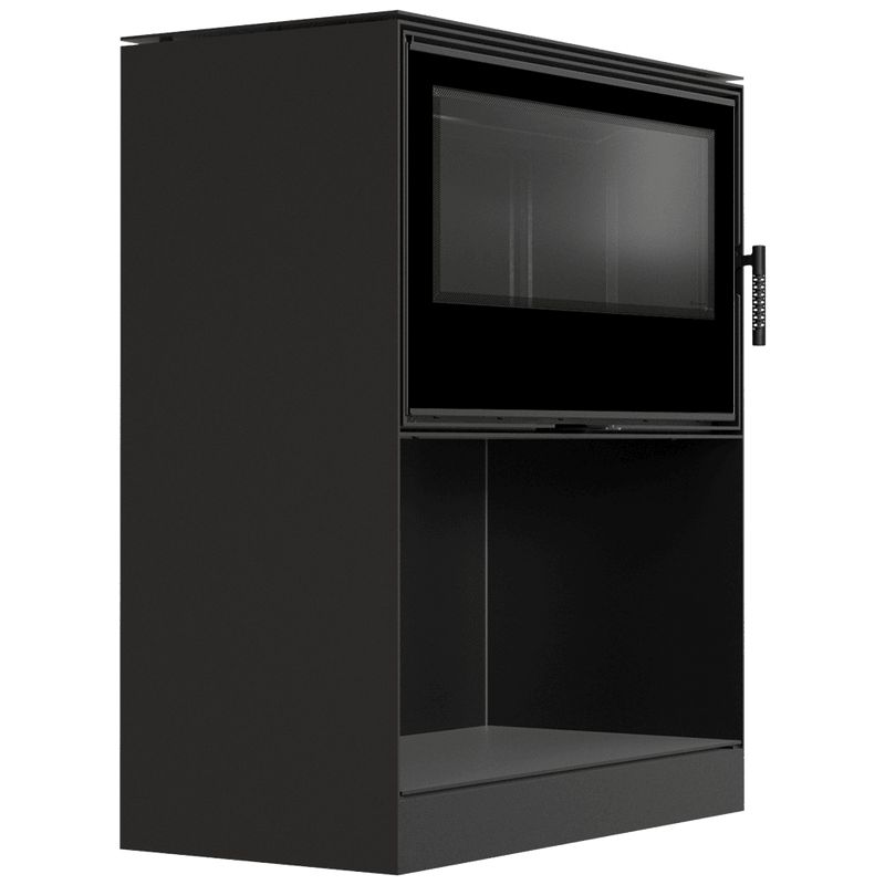 Kari 95 Wood Burning Steel Stove – 14kW - Built In Log Storage