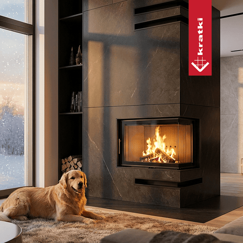 Lucy L-Shape Right Sided Wood Burning Fireplace Insert – 12kW