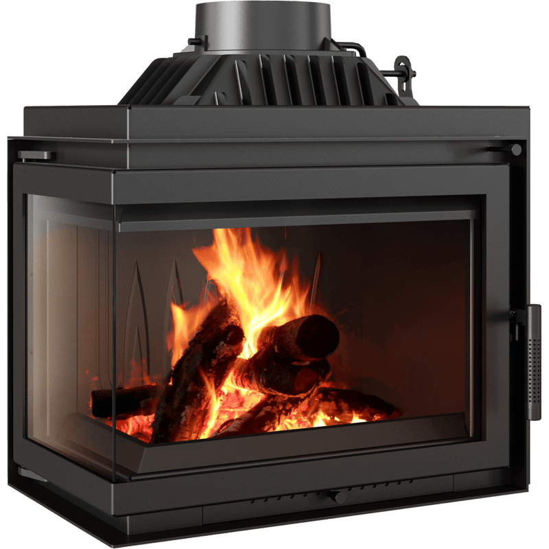 Simple L-Shape Left Sided Wood Burning Fireplace Insert – 8kW