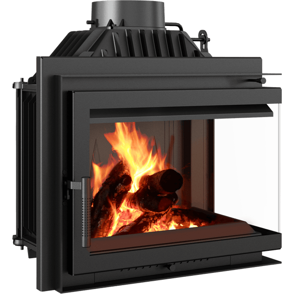 Simple L-Shape Right Sided Wood Burning Fireplace Insert – 8kW