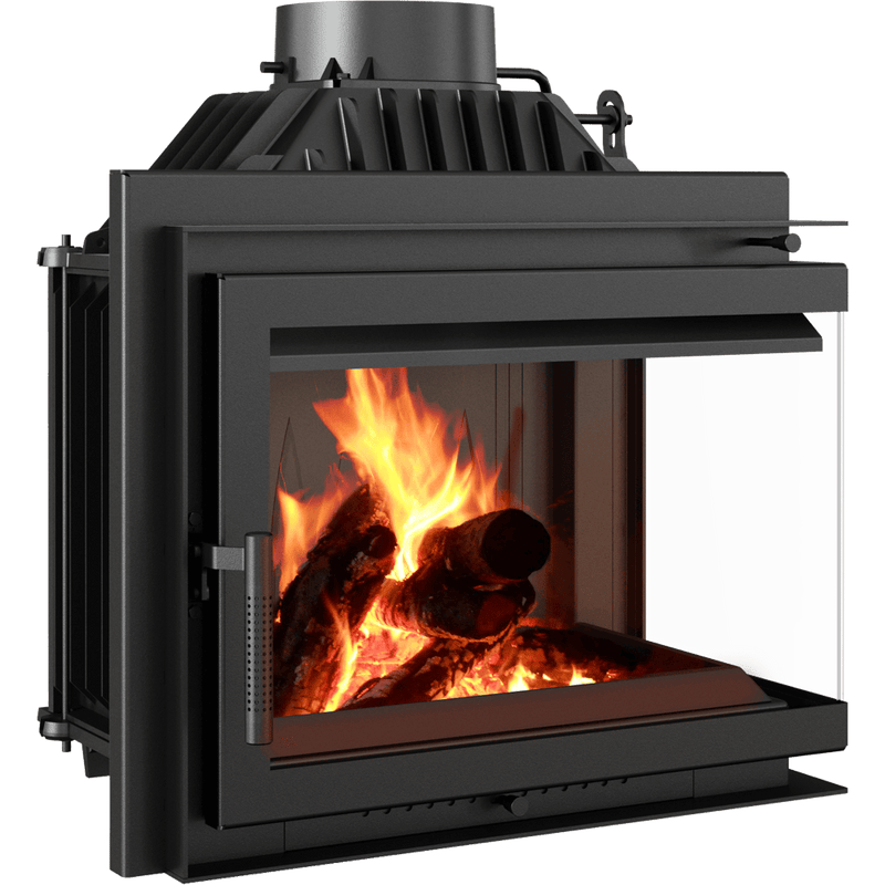 Simple L-Shape Right Sided Wood Burning Fireplace Insert – 8kW