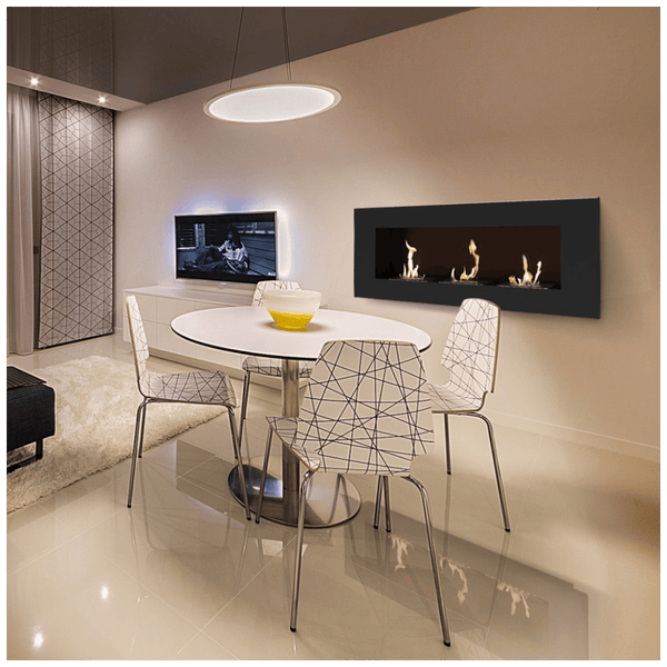 DELTA 3 Wall-Mounted Black Bioethanol Fireplace – TÜV Certified