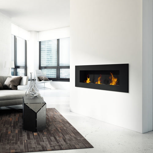 DELTA 3 Wall-Mounted Black Bioethanol Fireplace – TÜV Certified
