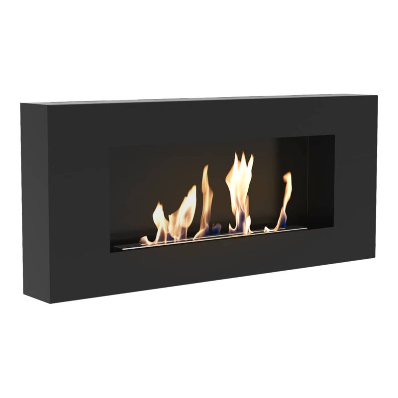 Delta Flat Wall Mounted Bioethanol Fireplace – Black