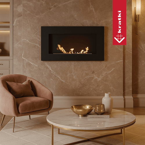 Delta Flat Wall Mounted Bioethanol Fireplace – Black