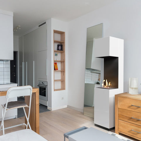 Sierra Portal White Freestanding Bioethanol Fireplace – TÜV