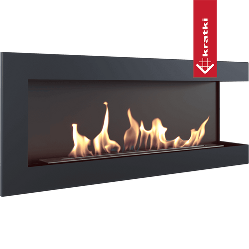 DELTA 1200 Right-Sided Bioethanol Wall Fireplace with Stones
