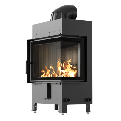 Steel fireplace KRATKI LUCY right 12 kW Ø 200 black thermotec