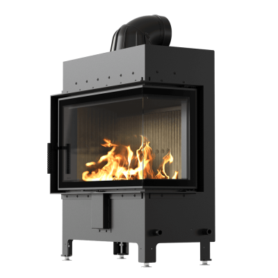 Steel fireplace KRATKI LUCY right 14 kW Ø 200 black thermotec