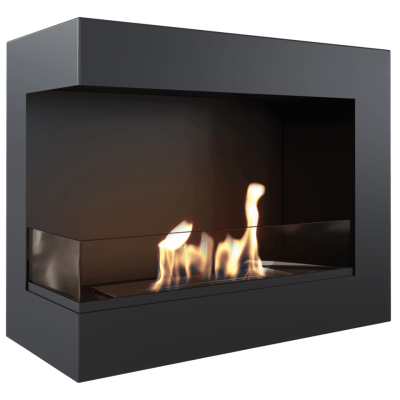 Wall mounted Bioethanol fireplace DELTA TÜV left-sided with glazing