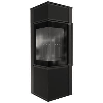 Wood burning steel stove KRATKI TORA/S 8 kW Ø 150 quartz sinter Nero Assoluto black thermotec