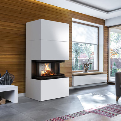Modular fireplace KRATKI NBC/EASY BOX 7 kW Ø 160 steel casing Bianco