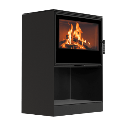 Wood burning steel stove KRATKI KARI 80 Ø 180 12 kW recess for wood black thermotec