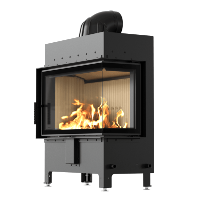 Steel fireplace KRATKI LUCY right 14 kW Ø 200 self closing door