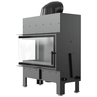 Steel fireplace KRATKI FLOKI L left 12 kW Ø 200 black thermotec