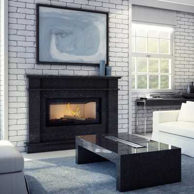 Steel fireplace NADIA left 14 kW Ø 200