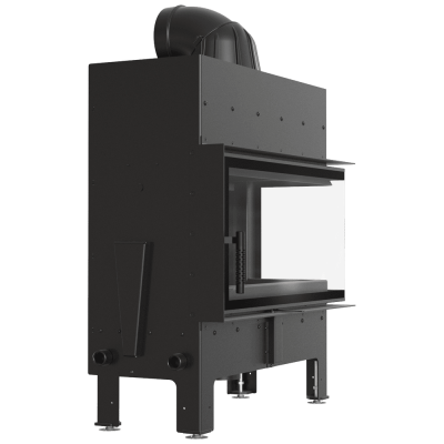 Steel fireplace KRATKI FLOKI L right 12 kW Ø 200 black thermotec