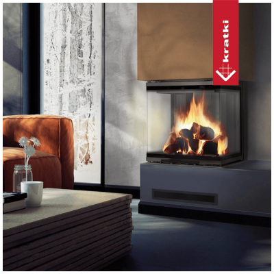 Steel fireplace NBC 500/500 8 kW Ø 200 Lift-up black