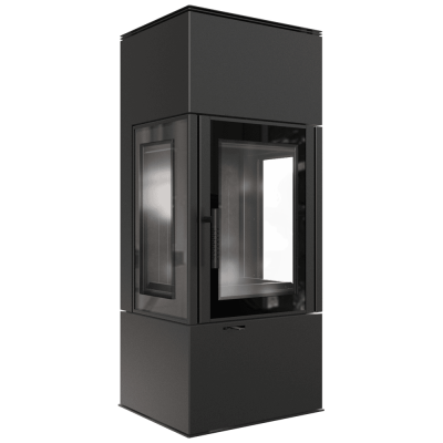 Wood burning steel stove KRATKI THOR VIEW Ø 150 8 kW black thermotec lining