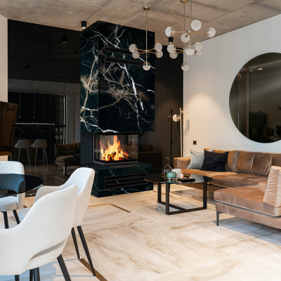 Steel fireplace NBC 600/400 9 kW Ø 200 Lift-up black