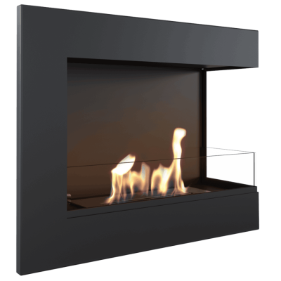 Wall mounted Bioethanol fireplace DELTA TÜV right-sided with glazing