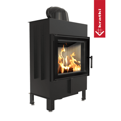 Steel fireplace KRATKI LUCY right 12 kW Ø 200 black