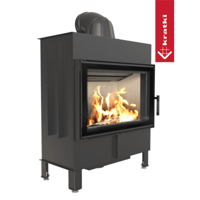 Steel fireplace KRATKI LUCY left 14 kW Ø 200 black