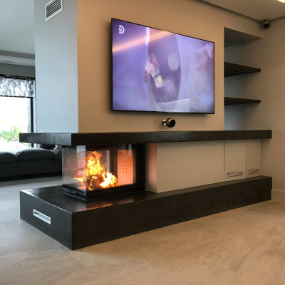 Steel fireplace NBU 500/700 11 kW Ø 200 Lift-up black