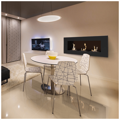 Wall mounted Bioethanol fireplace DELTA 3 black TÜV