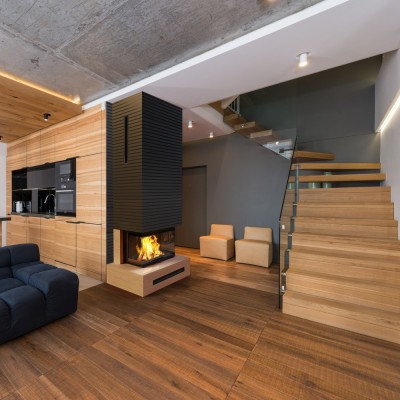 Steel fireplace NBC 800/400 10 kW Ø 200 Lift-up black