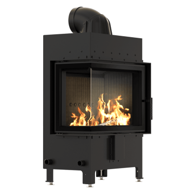 Steel fireplace KRATKI LUCY left 12 kW Ø 200 black thermotec lining