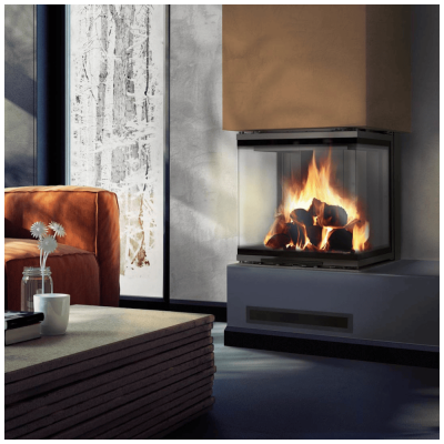 Steel fireplace NBC 500/500 8 kW Ø 200 Lift-up black