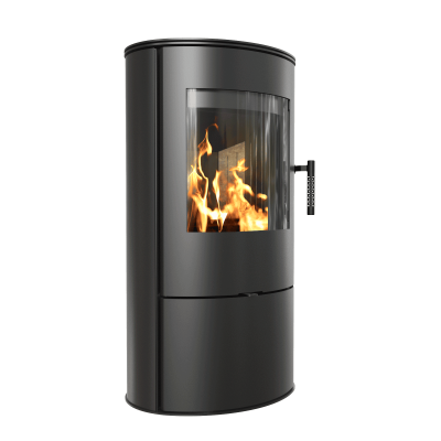 Wood burning steel stove KRATKI ROLLO 7 kW Ø 150 black thermotec