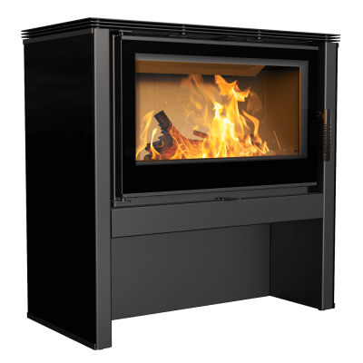 Wood burning steel stove KRATKI JUNO 12 kW Ø 160 black panel